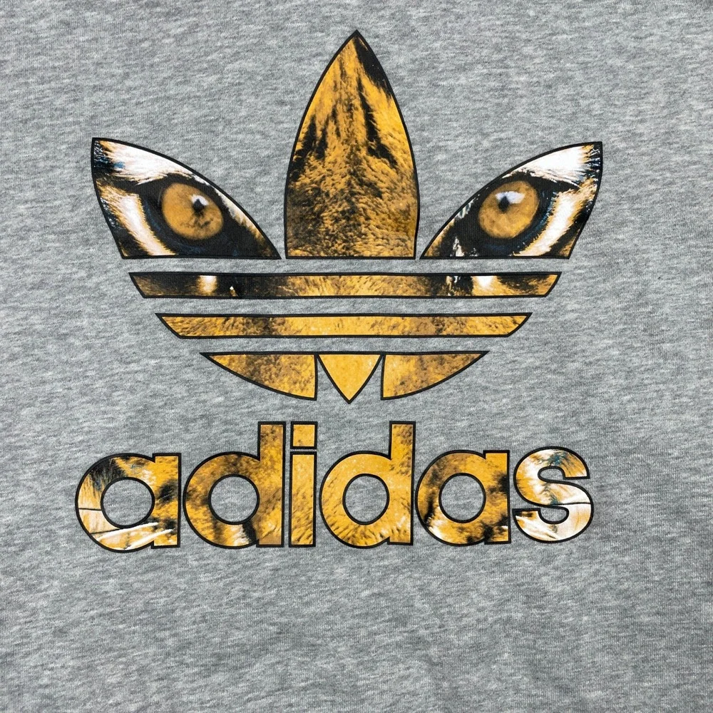 Adidas Rita Ora Banned From Normal Hoodie Mens Medium Gray Black Tiger Trefoil